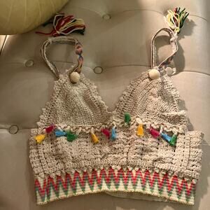 Hand crochet mexican crop top